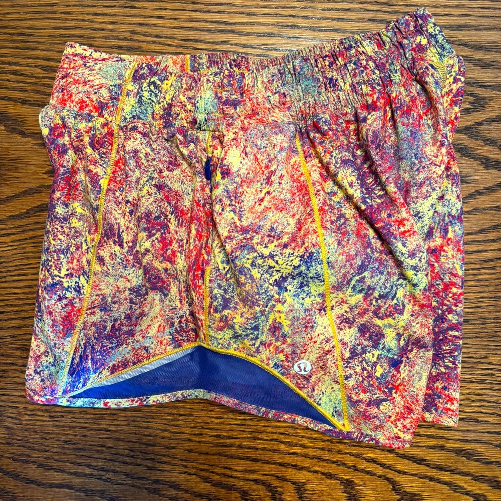 lululemon athletica seawheeze running shorts Orange Blue Athletic Shorts size 6